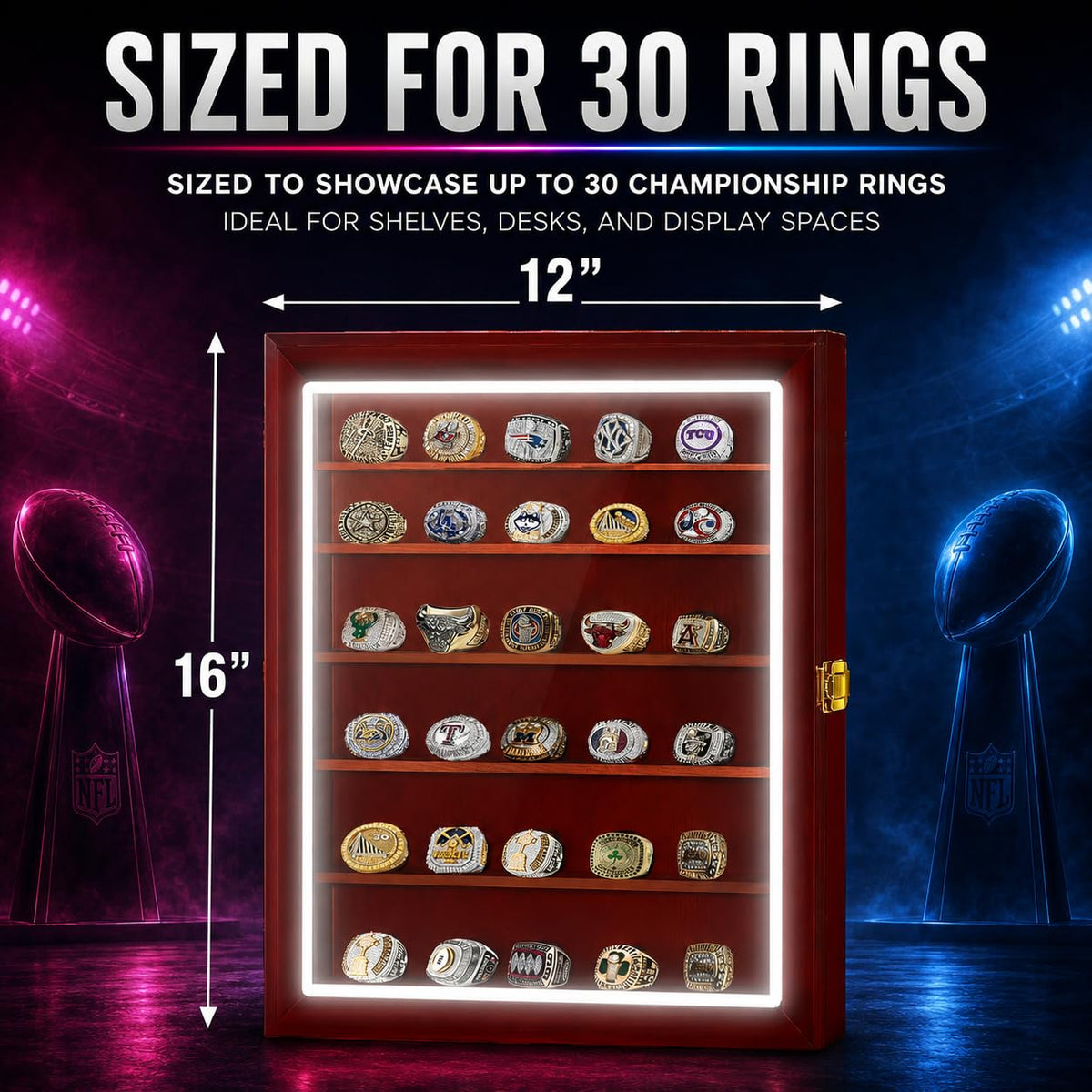 LED Championship Ring Display Case