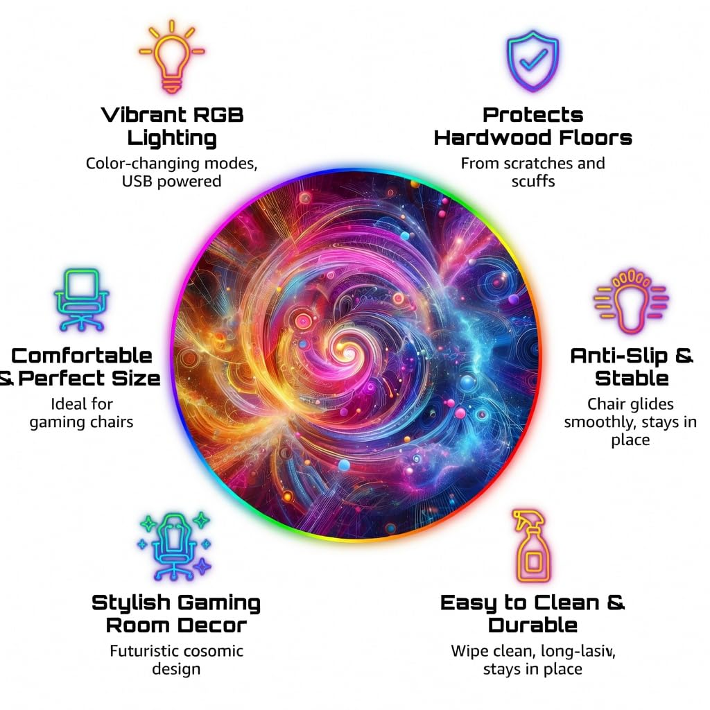 RGB Gaming Chair Mat – 47" Round