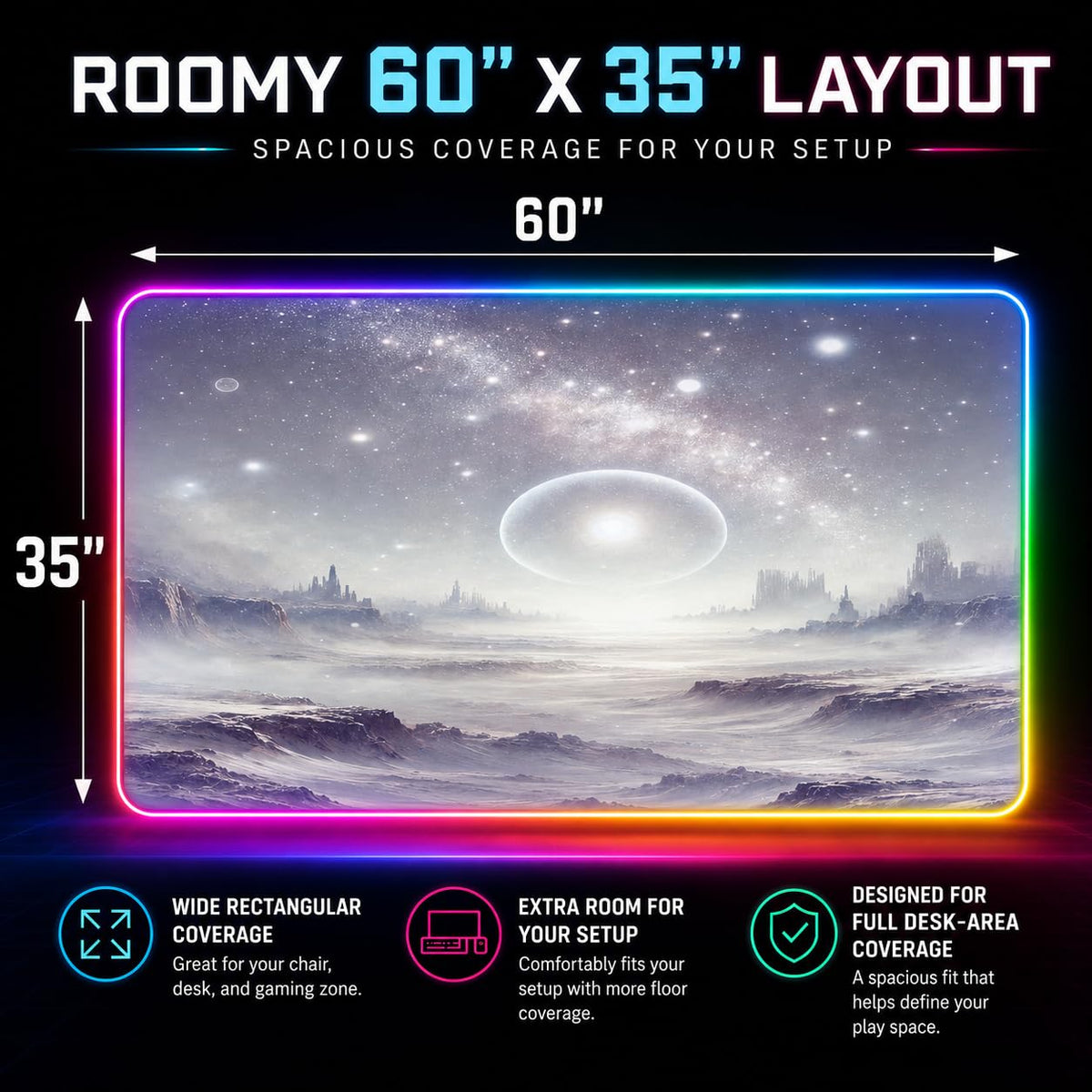 RGB Gaming Rug – 60" × 35"