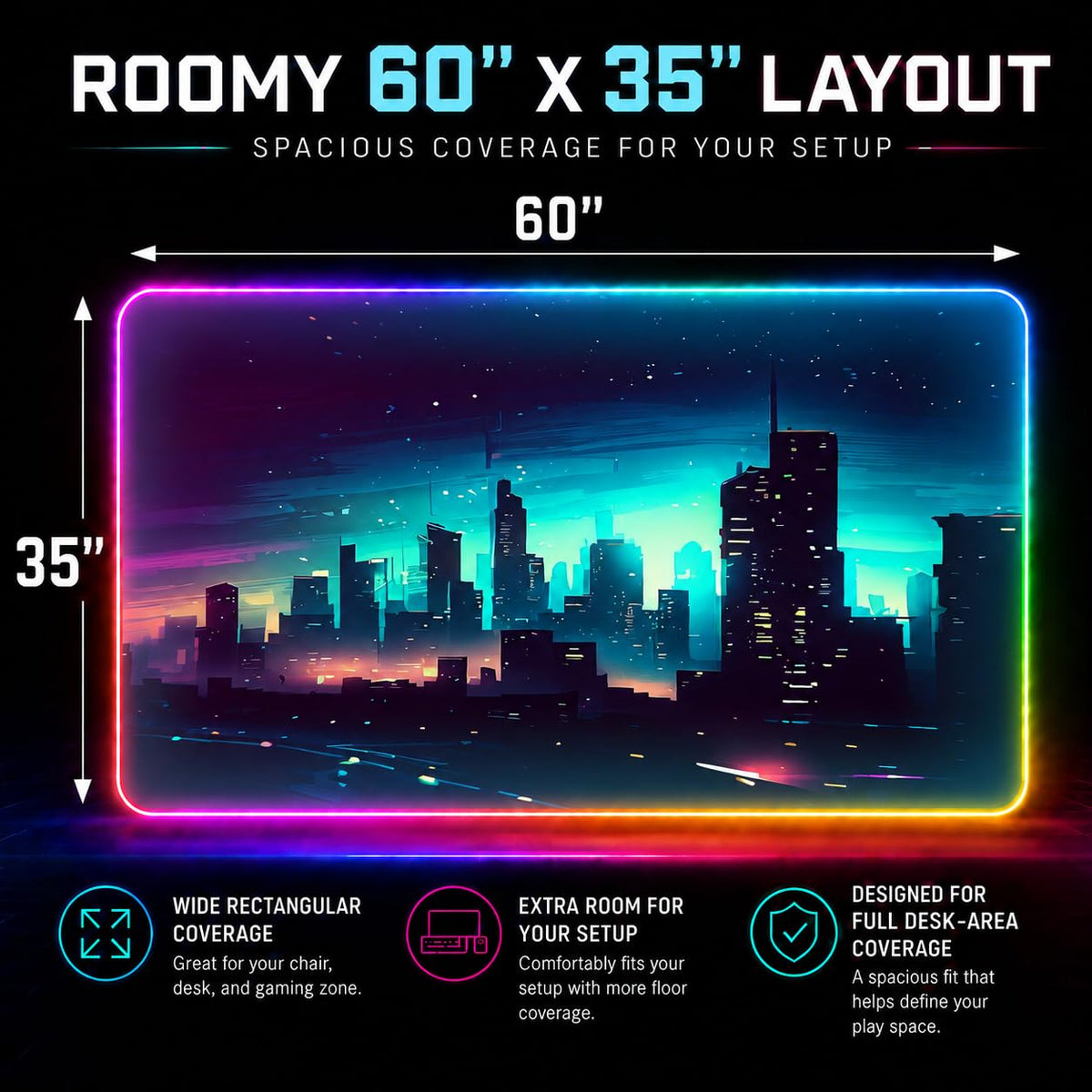 RGB Gaming Rug – 60" × 35"