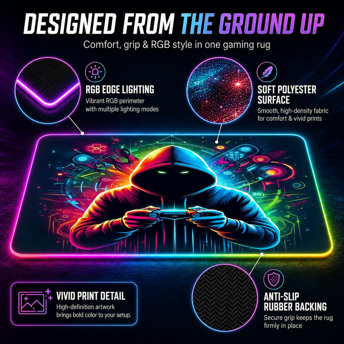 RGB Gaming Rug – 60" × 35"