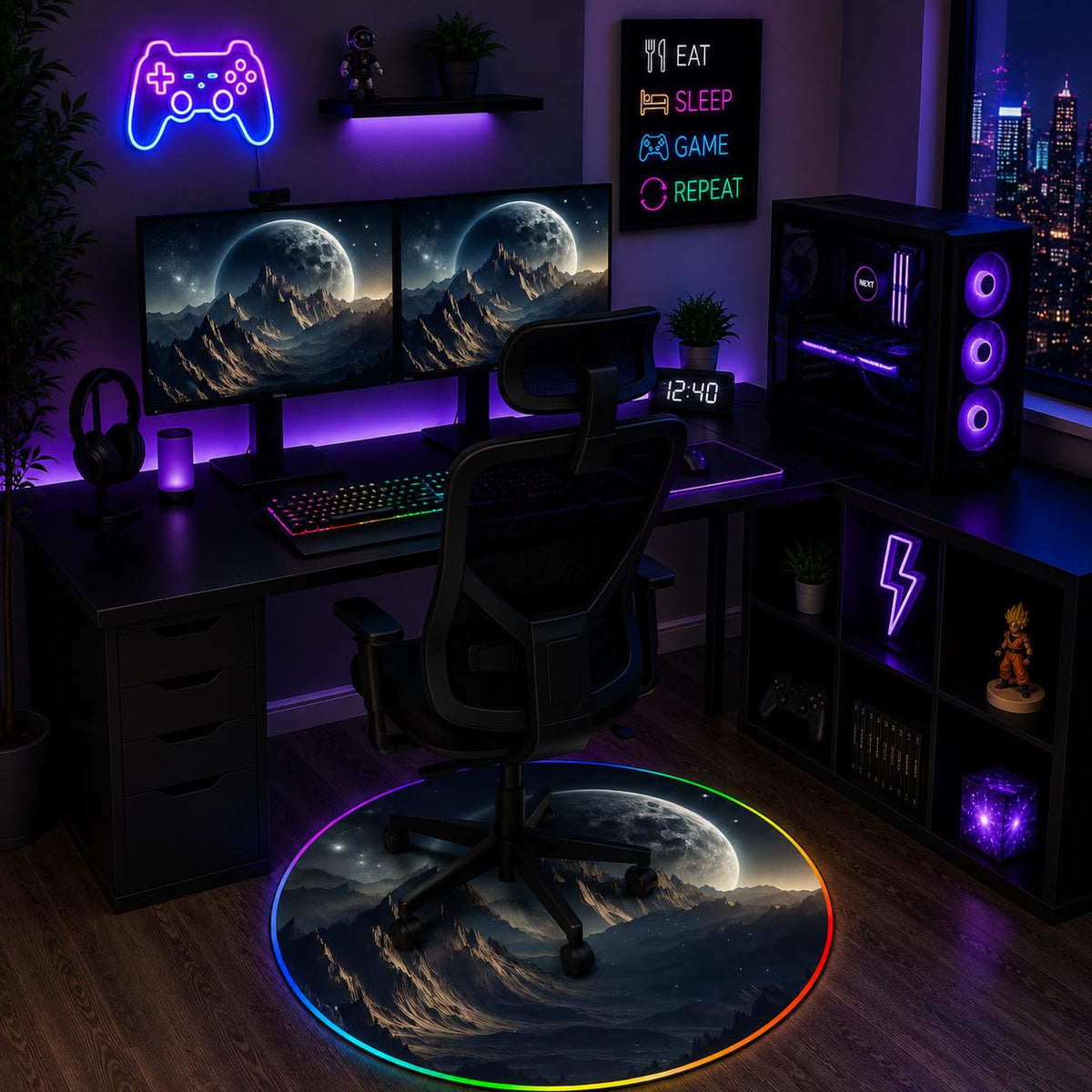 RGB Gaming Chair Mat – 47" Round