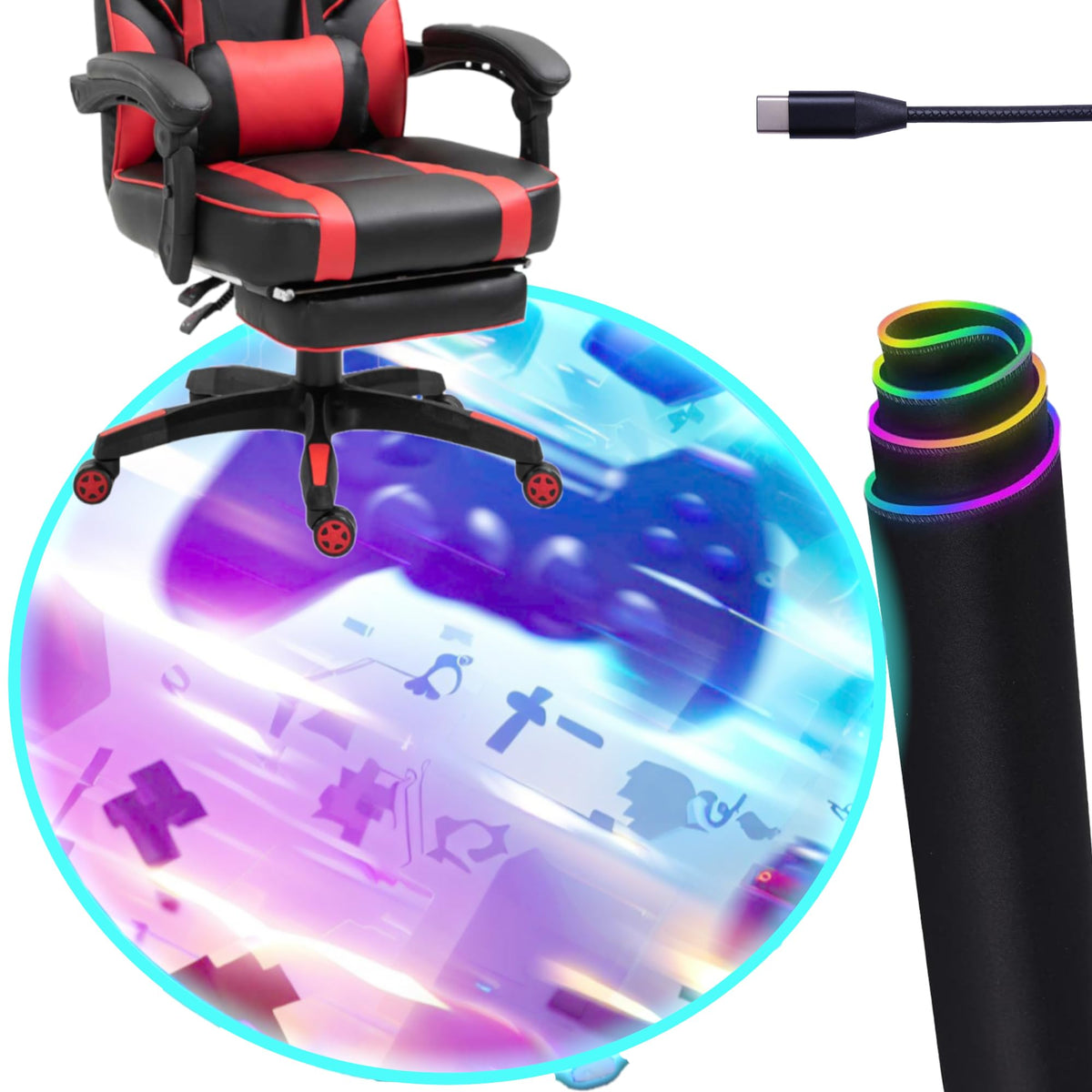 RGB Gaming Chair Mat – 47" Round