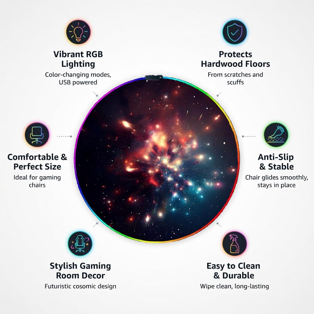RGB Gaming Chair Mat – 47" Round